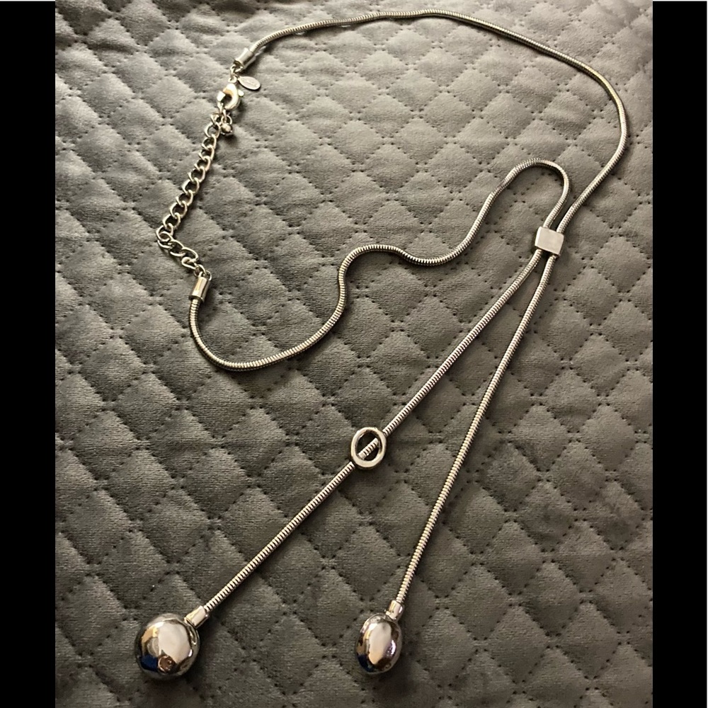 CHICO’S Silver Tone Lariat Style Necklace